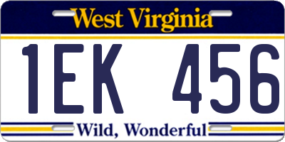 WV license plate 1EK456