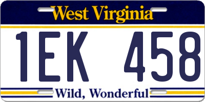 WV license plate 1EK458