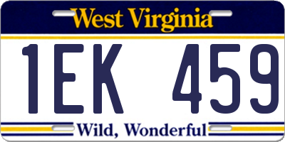 WV license plate 1EK459