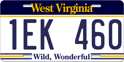 WV license plate 1EK460
