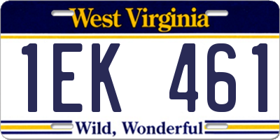 WV license plate 1EK461