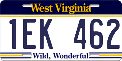 WV license plate 1EK462