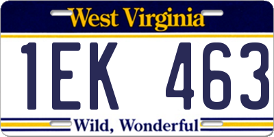 WV license plate 1EK463