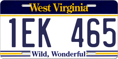 WV license plate 1EK465