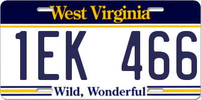 WV license plate 1EK466