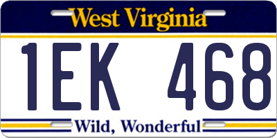 WV license plate 1EK468