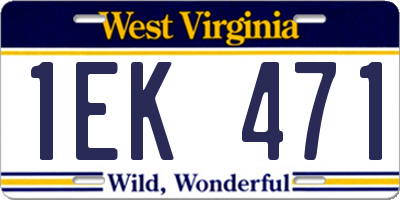 WV license plate 1EK471