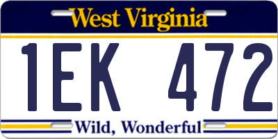 WV license plate 1EK472