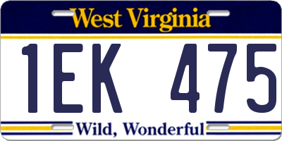 WV license plate 1EK475