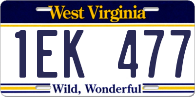 WV license plate 1EK477