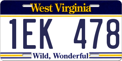 WV license plate 1EK478