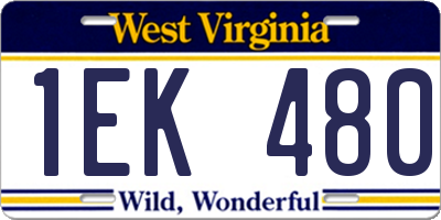 WV license plate 1EK480