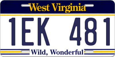 WV license plate 1EK481
