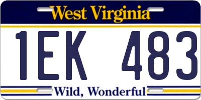 WV license plate 1EK483
