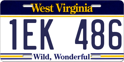 WV license plate 1EK486