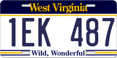 WV license plate 1EK487