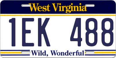 WV license plate 1EK488