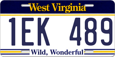 WV license plate 1EK489