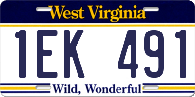WV license plate 1EK491