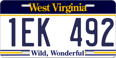 WV license plate 1EK492