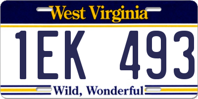 WV license plate 1EK493