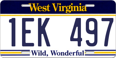 WV license plate 1EK497