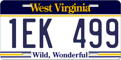 WV license plate 1EK499