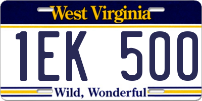 WV license plate 1EK500