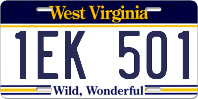WV license plate 1EK501