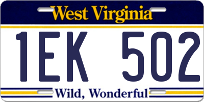 WV license plate 1EK502