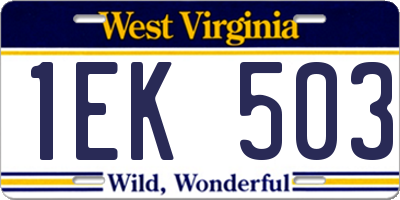 WV license plate 1EK503