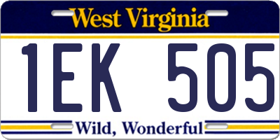 WV license plate 1EK505
