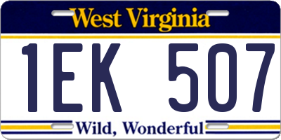 WV license plate 1EK507