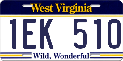 WV license plate 1EK510