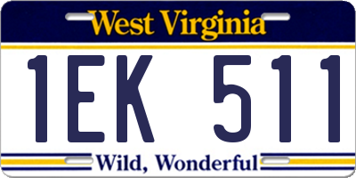 WV license plate 1EK511
