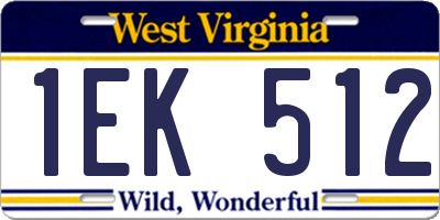 WV license plate 1EK512