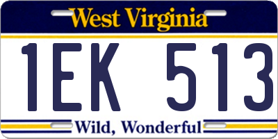 WV license plate 1EK513
