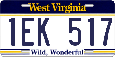 WV license plate 1EK517