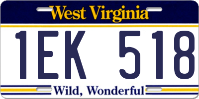 WV license plate 1EK518