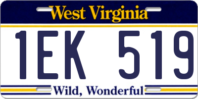 WV license plate 1EK519