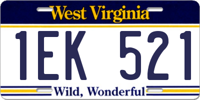 WV license plate 1EK521