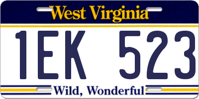 WV license plate 1EK523