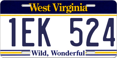 WV license plate 1EK524