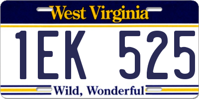 WV license plate 1EK525