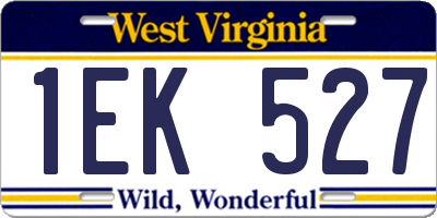 WV license plate 1EK527
