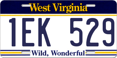 WV license plate 1EK529