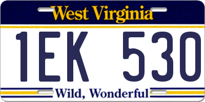 WV license plate 1EK530