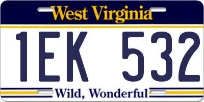 WV license plate 1EK532