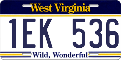 WV license plate 1EK536