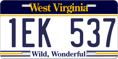 WV license plate 1EK537